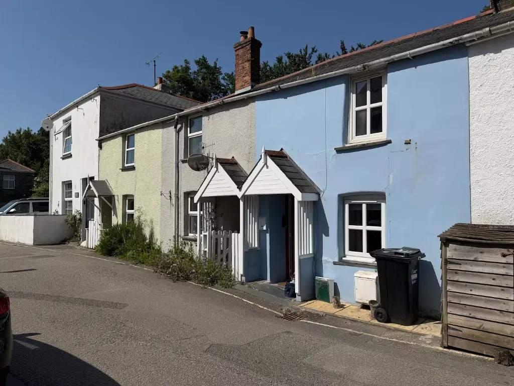 The Blue House exterior on a quiet street in Wadebridge